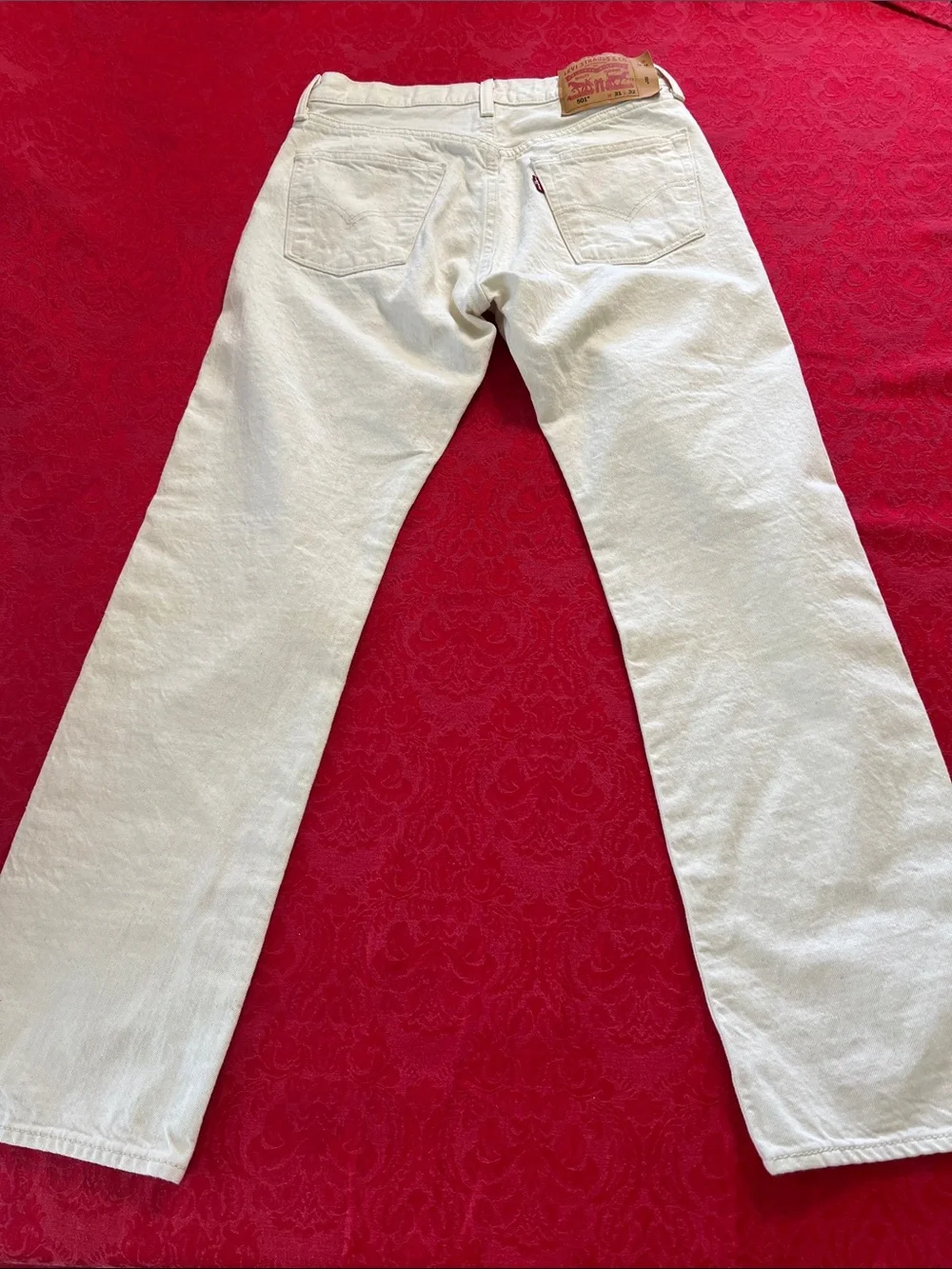 Levi's 501 Original Fit White Oak Cone Denim Jeans Men's 31x32 Off White Button